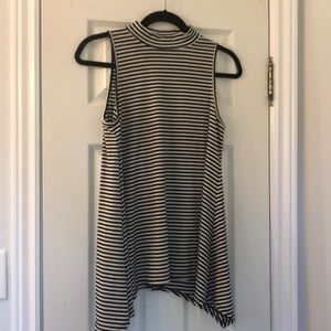 Mock neck striped tank top